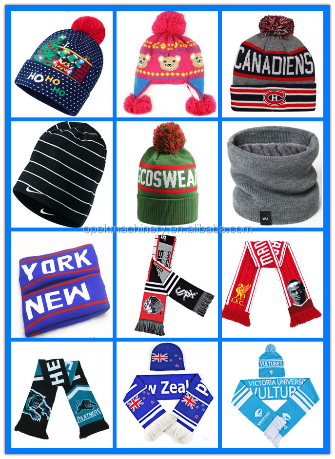Football Fans Scarf and Beanie Manufacturing Equipment with Double Knitting Method