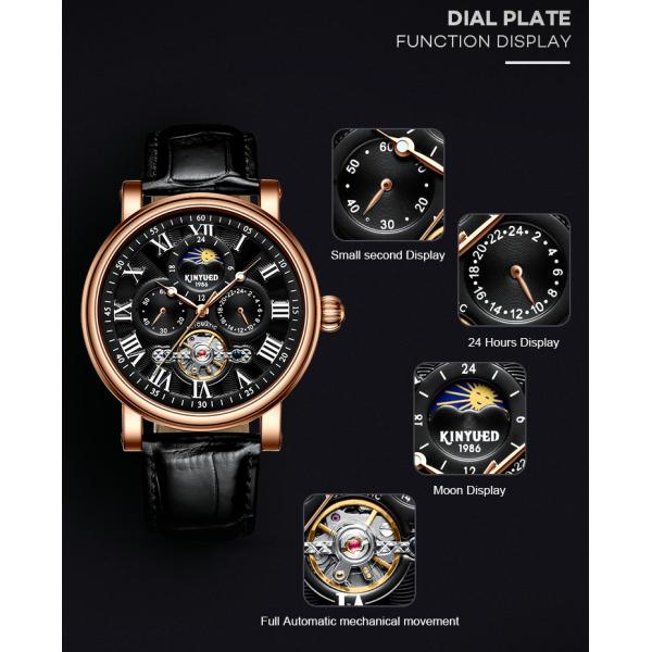 KINYUED mans watches custom logo wholesale luxury luminous hands automatic tourbillon watch mechanical