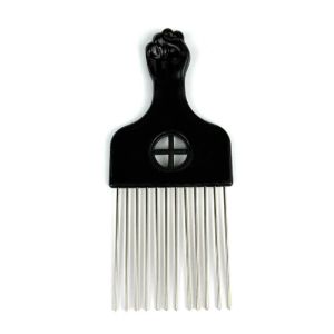 Black Steel Metal Hair Picks OEM Metal Afro Comb For Curly Hair