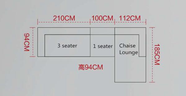 Sofa Set Wide Seat Furniture Fabric Metal Legs L Shape Sofa AW-1809