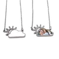 Collier nuage sublimation photo vierge argent pour impression DIY Cadeaux de Saint-Valentin Collier photo personnalisé