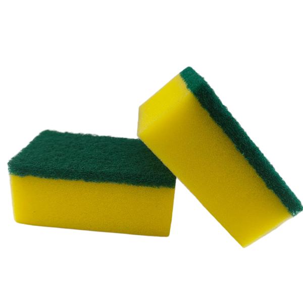 Double-Headed Green-Yellow Scrub Brush – Durable,  Bristle-Soft, Stain-Removal, Eco-Friendly Melamine resin sponge
