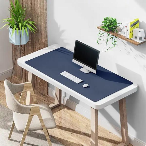 Leather Non Slip Mouse Pad Simple Desk Protector Mat for Computer Gaming Oval Shape