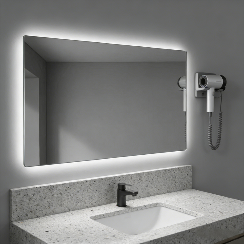 Kingstin LED Backlit Bathroom Mirror - Wabi-Sabi Style Warm Light Vanity Mirror for Zen Bathroom