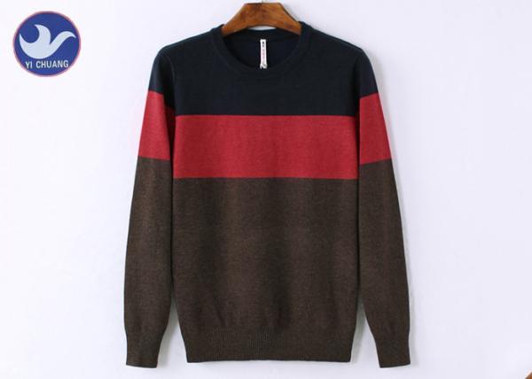 One Big Stripe Men's Knit Pullover Sweater OEM Plain Acrylic Knitted Apparel
