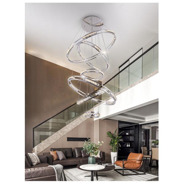 Luxury Crystal Living Room Chandelier Creative Ring Design Lobby Lamp(WH-NC-41)