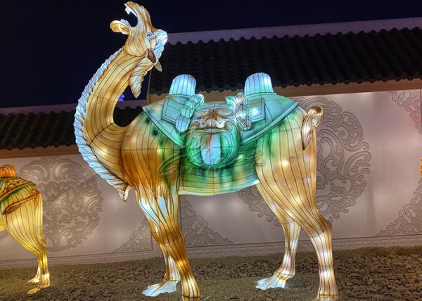Real Size Gloden Llifelike Handmade Chinese Lanterns Custom Camel Show Zoo