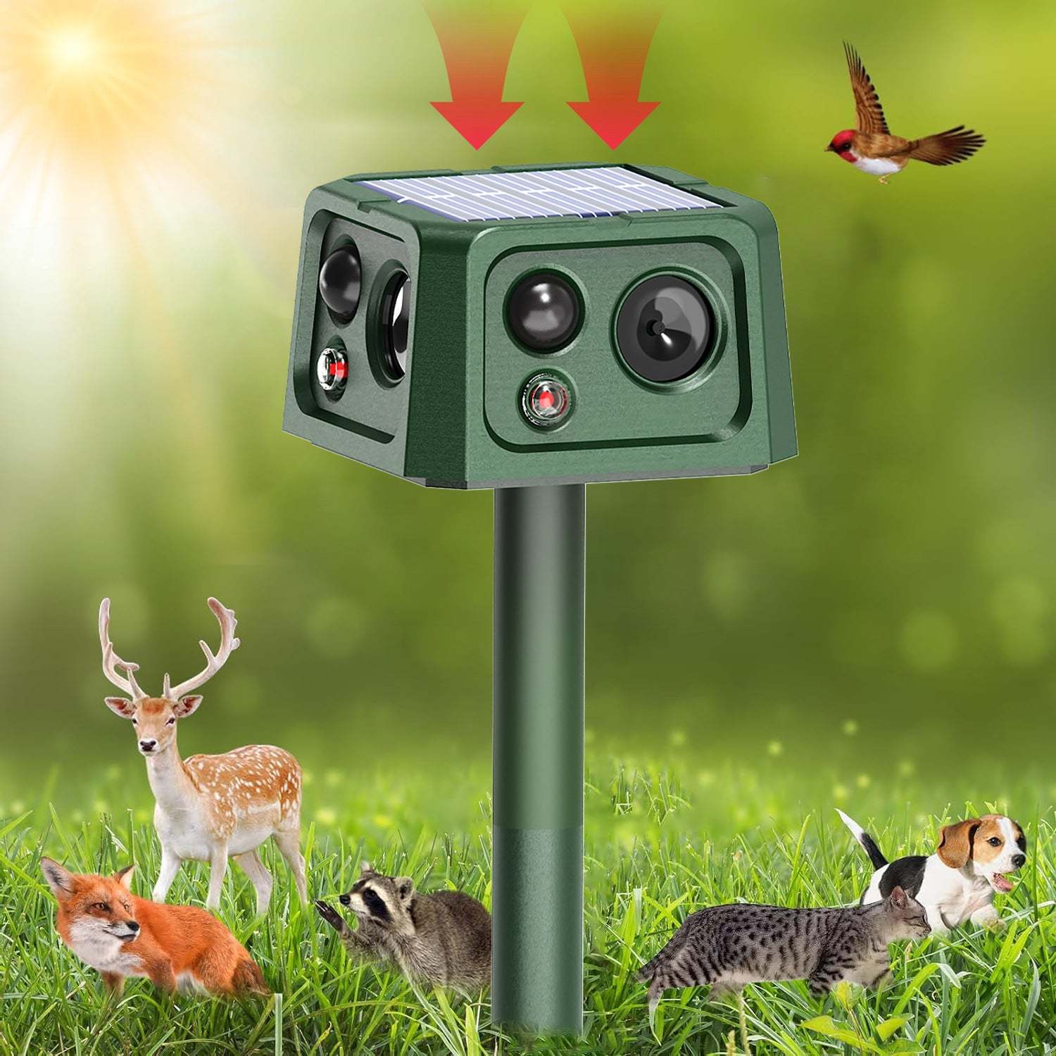 SJZ‑088 New 4‑Sided Solar‑Powered Rodent Repellent