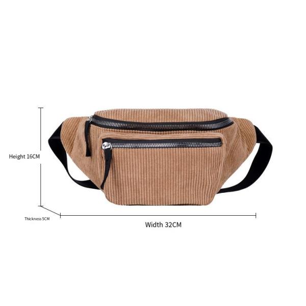Accepable OEM/ODM Women Waist Bags for Outdoor Sports Running Gym Fanny Pack Corduroy