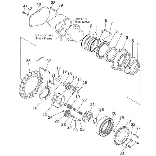 Части экскаватора запасные путешествуют Assy мотора для конечной передачи KOMATSU D37ex-22
