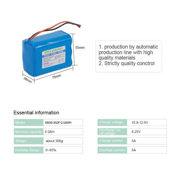 10.8V 4.8Ah 18650 Li Ion Battery Pack 51.84Wh para dispositivos médicos