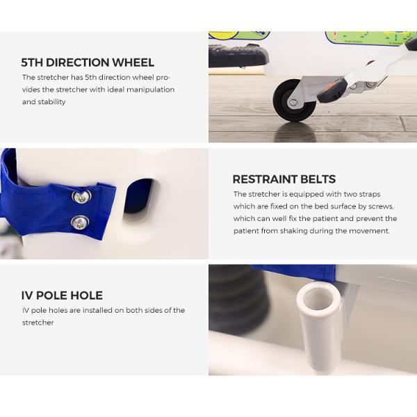 Height Adjustable Mechanical Transport Stretcher Trolley For Hospital Disabled