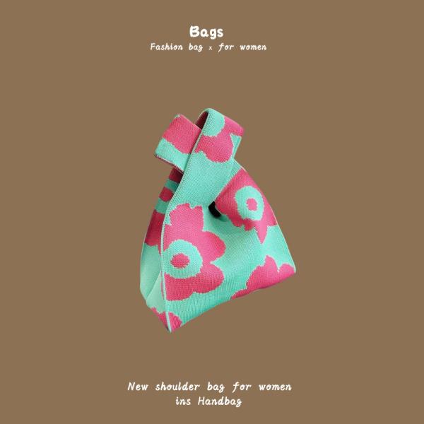 THE NEW INTERNET CELEBRITY HANDBAG KNITTING HAND KNITTING WOOL BUCKET BAG HAND CASUAL TOTE LUNCH BAG