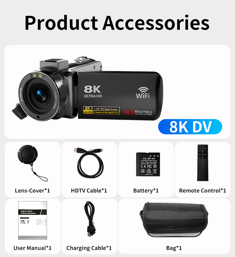 8K 96MP Professional Video Camera with 18X Zoom Anti-Shake WiFi Ideal for Vloggers Photographers and Beginners As Christmas Gift
