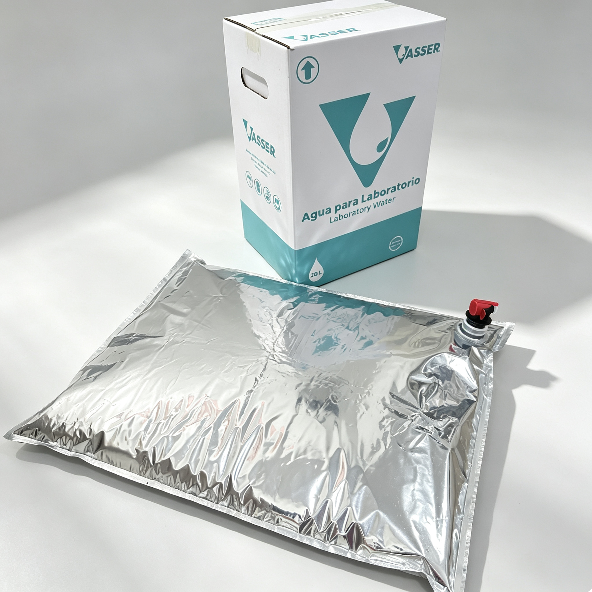 20L Aluminum Foil BIB Bag-In-Box Water Pouches With Custom Printed Cardboard Box | Barrier Bib Packaging For Laboratory Purified Water OEM