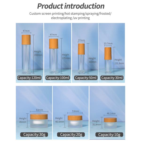 Cosmetic Acrylic Bottles 30ml 50ml 100ml 120ml Luxury Empty Perfume Bottles With Wood Cover