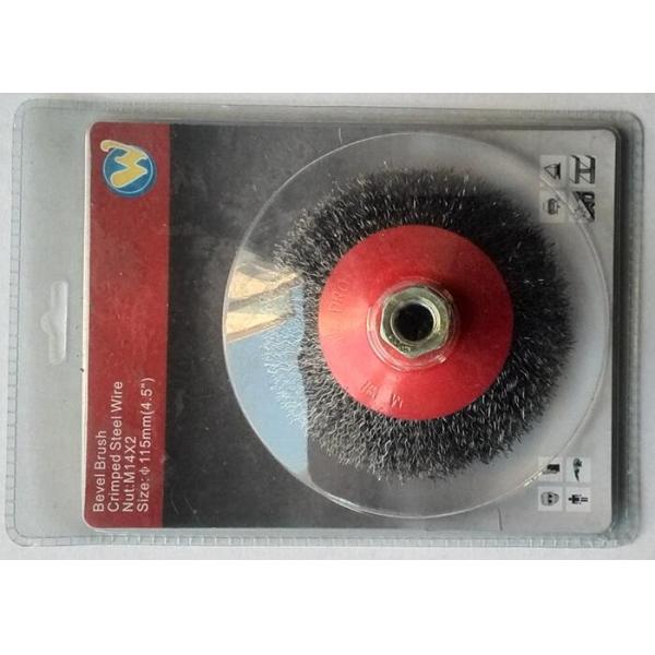 High Tensile Crimped Conical Wire Brush 115MM OD With M14 Nut Size
