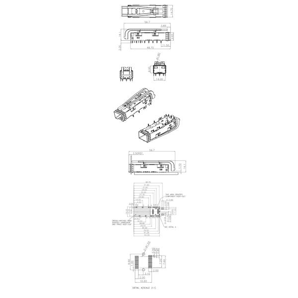 Press Fit Pin SFP Cage Panel Mount Copper Alloy For Gigabit Ethnet