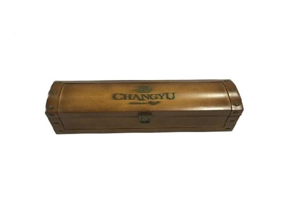 FSC Antique Personalised Wooden Wine Box Leather / Velvet Acessory