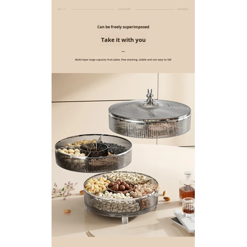 Light Luxury Multi-Layer Stackable Storage Box Household Living Room Coffee Table Nut Tray Dried Fruit Storage Box for Food