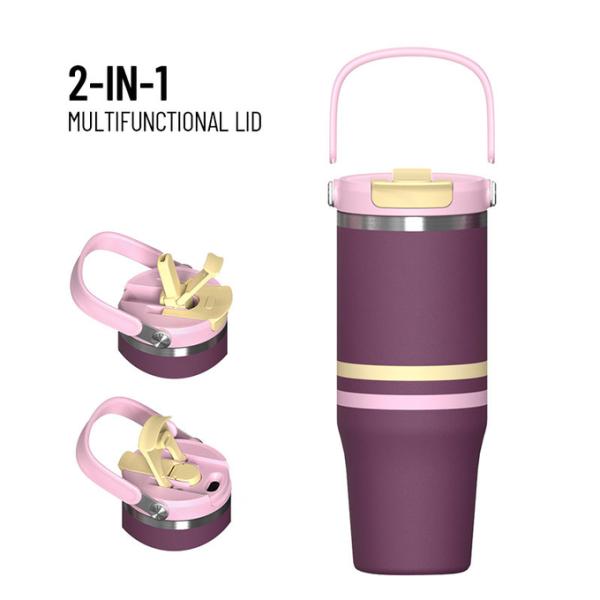 Bolsa personalizada de botellas aisladas de acero inoxidable de 18-32 onzas / mango aprobado por la FDA, libre de BPA, de uso pesado