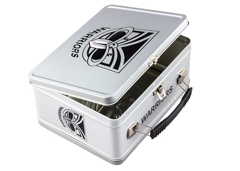 3D Embossed Food Lunch Tin Box Plastic Handle Metal Lunch Containers 0.28mm Thickness