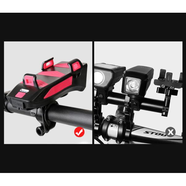 USB Rechargeable LED Bike Headlight Bike Horn Phone Holder Powerbank for Night Riding