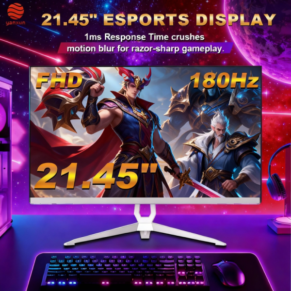 21.45 Inch Black Gaming Monitor QHD/UHD Resolution 180Hz High Refresh Rate, Computer Monitor with HDMI & DisplayPort for Immersive Gaming, Office Work & Multimedia Entertainment