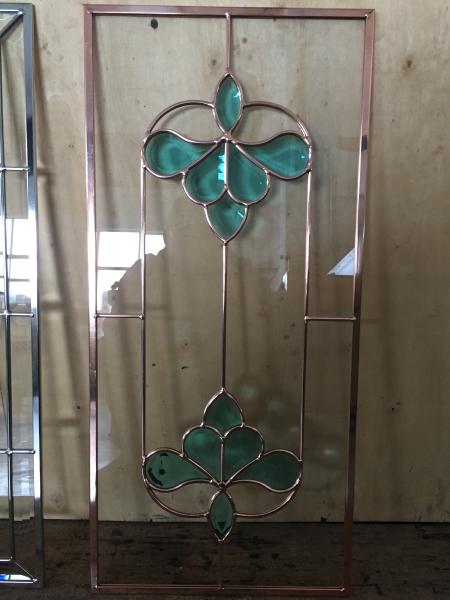 Single decorative leaded glass for cabinet door with electroplating technology 1000*300MM