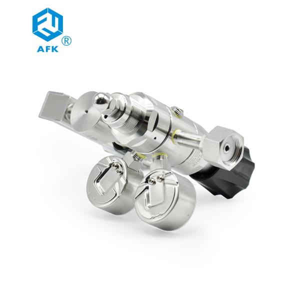 Dual Stage CO2 Gas Pressure Regulator 4500psi With Diaphragm Valve / Flowmeter