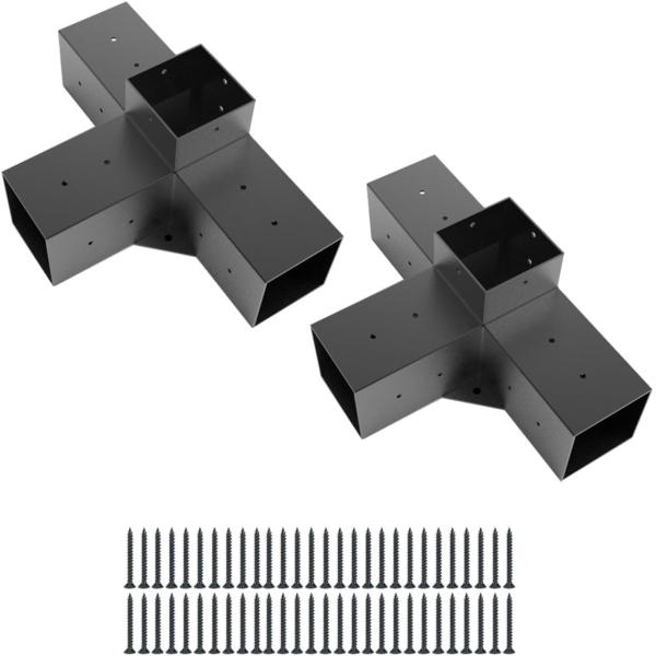 Sturdy and Stylish Black Steel black pergola brackets for UV Protection - 4 Pack