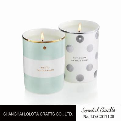 Long Lasting Ceramic Scented Jar Candle With Border Top Gold Foil Stamp