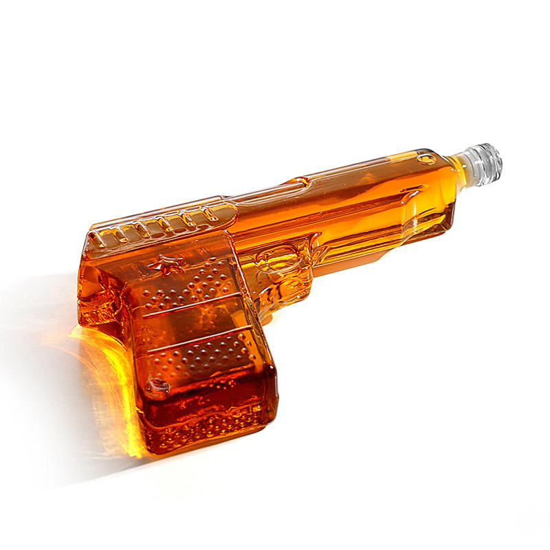 Ясная длина бутылки вискиа 26cm стекла формы оружия руки 500ml