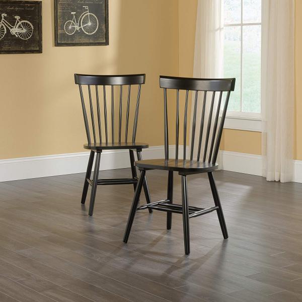 Modern Contemporary Wooden Dining Chairs Luxury Restaurant Spindle Back Chairs Black Finish