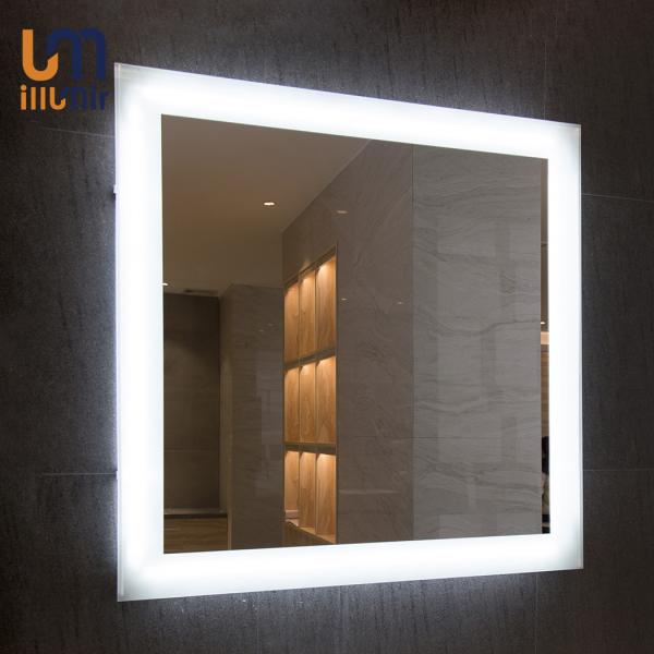 Touch Sensor Frameless Lighted Bathroom Mirror High Reflection Wall Hanging