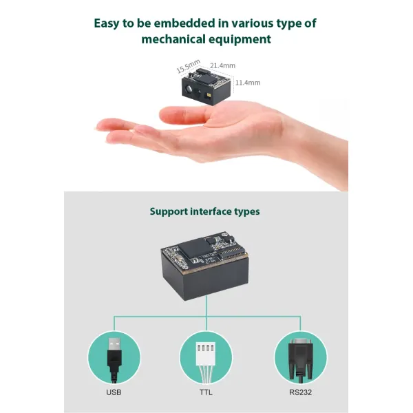 High-Performance 2D Barcode Scanner Module with 3mil/0.076mm Resolution and 640*480 Image Sensor