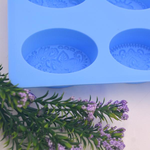 Molde que cuece oval de Diy del hogar, molde de encargo del jabón del silicón de 6 cavidades del OEM