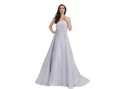 Honeycomb Shape Chest Wrap European Style Evening Dresses Light Blue Color