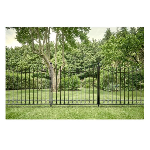 Beaumont 3 Rail Tubular Metal Fence 40.4 In. H X 49.6 In. W Black Steel