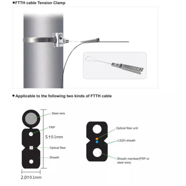 Анкер зажимает штуцеры кабеля оптического волокна для кабеля падения FTTH плоского