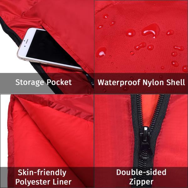 ISO9001 Down Filling 800g Polyester Sleeping Bag