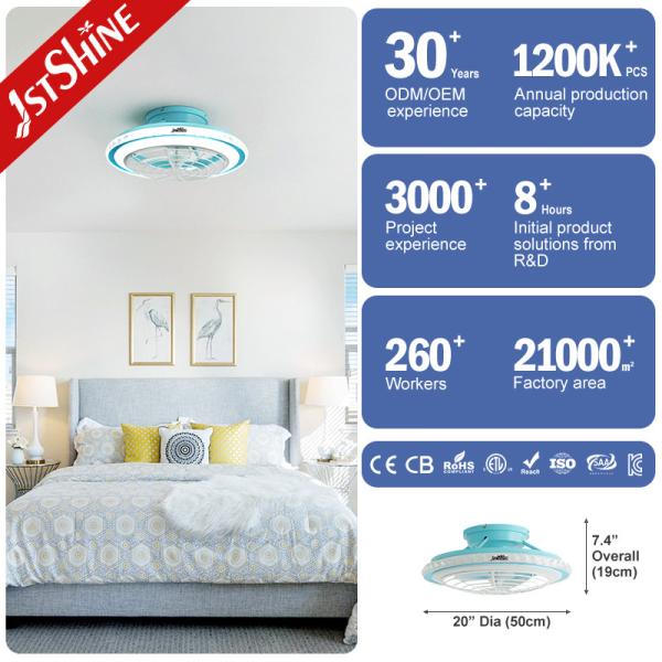 110-220V Home High Airflow Blue Ceiling Fan with OEM 1stshine LED and Blade Material