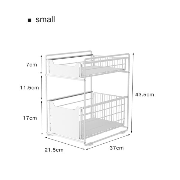 Upgraded Foldable Push-pull Metal Double-layer Bathroom Storage Organizer Under Sink Storage Rack for Kitchen Cabinet Countertop