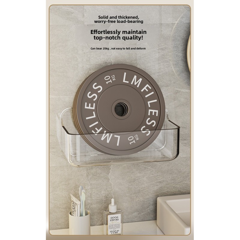 Single Tier Plastic Storage Rack Punch-free Wall-Mounted Bathroom Storage Shelf for Restroom Balcony