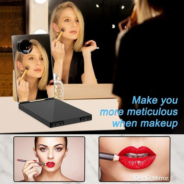 360 Degree Mirror with LED 3-Way Mirror Hair Self Cutting 3 Sides Folding Makeup Mirror with light(WH-MR-86)