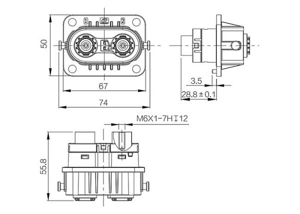 150A EV Battery Connector IP6K9K Electric Plug Socket Secondary Lock Function