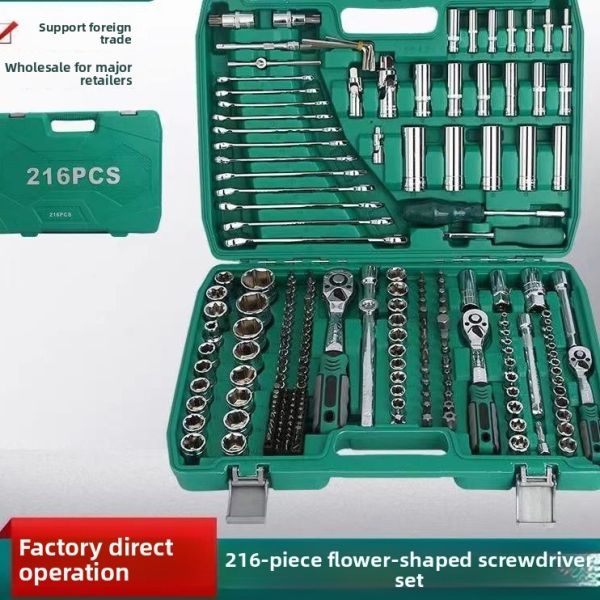 Manufacturer Supplied 216 Piece Vertically Arranged Automotive Repair 216pcs Wrench Tool Set with Chromium Vanadium Steel Tools
