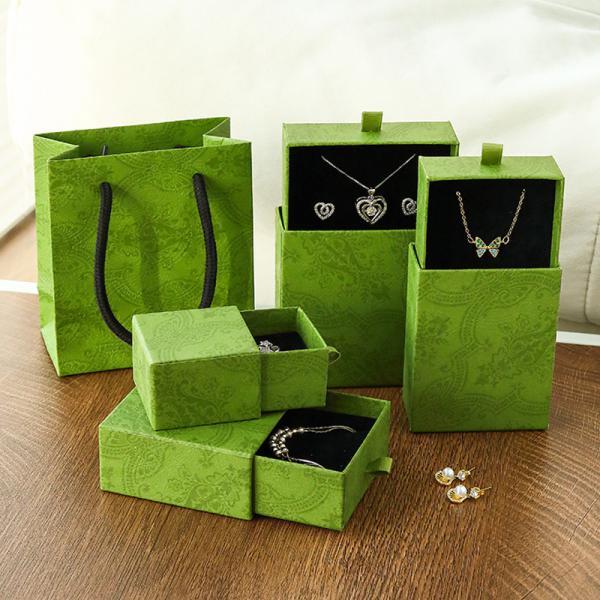 CUSTOM LOGO Wholesale Customizable Factory Green Drawer Box Jewelry Box Ring Earring Pendant Necklace Bracelet Jewelry Packaging Box