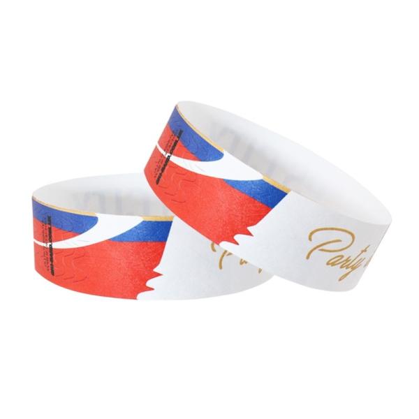White Red Blue Adjustable and Heat Resistant Logo Wristbands for Your Corporate Events