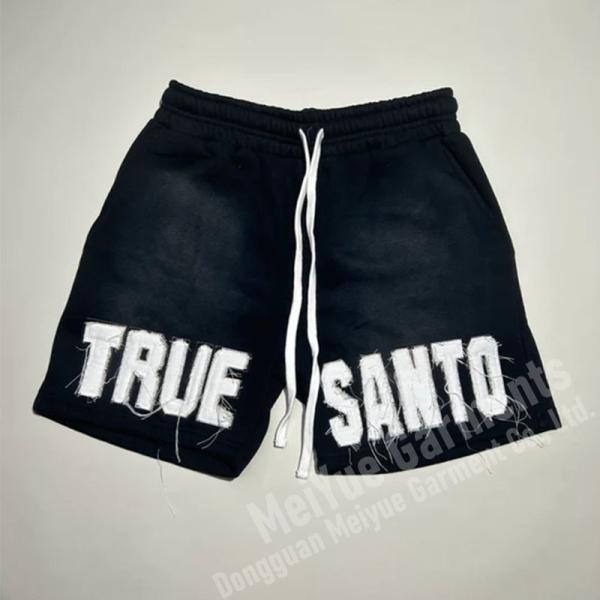 Streetwear Applique Heavyweight Two Piece Shorts Set